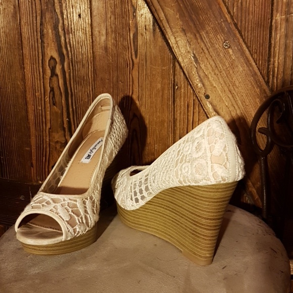 off white wedge heels